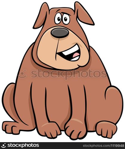 Cartoon Illustration of Happy Overweight Dog Comic Animal Character