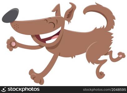 Cartoon illustration of happy playful dog animal character