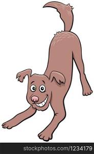 Cartoon Illustration of Happy Playful Dog Comic Animal Character