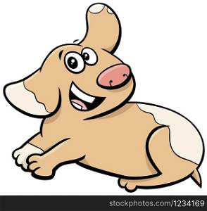 Cartoon Illustration of Happy Puppy Dog Comic Animal Character