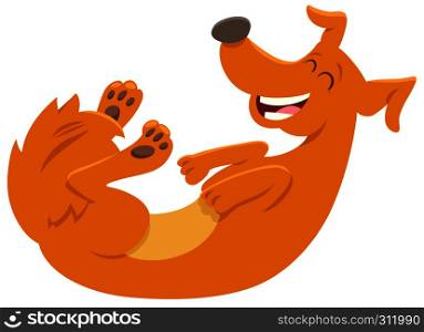 Cartoon Illustration of Happy Red Dog Animal Character
