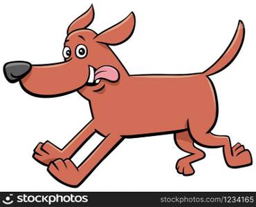 Cartoon Illustration of Happy Running Dog Comic Animal Character