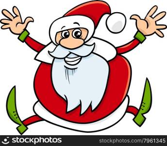 Cartoon Illustration of Happy Santa Claus Character