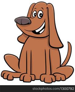 Cartoon Illustration of Happy Sitting Dog Comic Animal Character