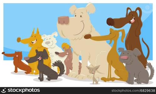 Cartoon Illustration of Happy Sitting Dogs Comic Characters Group