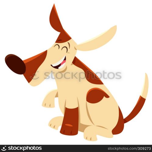 Cartoon Illustration of Happy Spotted Dog Animal Character