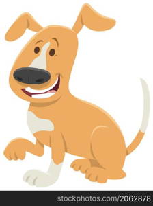Cartoon illustration of happy spotted dog animal character giving a paw