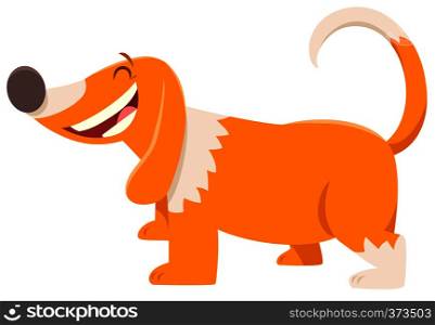 Cartoon Illustration of Happy Spotted Dog or Puppy Animal Character