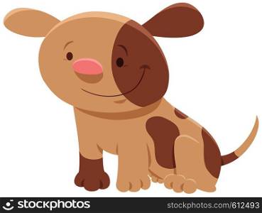 Cartoon Illustration of Happy Spotted Puppy Cute Animal Character
