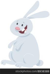 Cartoon illustration of happy white rabbit comic animal character