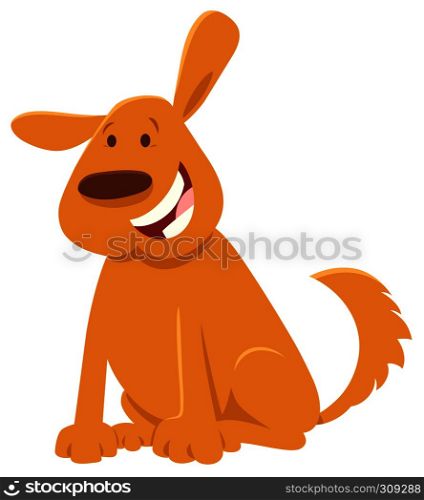 Cartoon Illustration of Happy Yellow Dog Animal Character