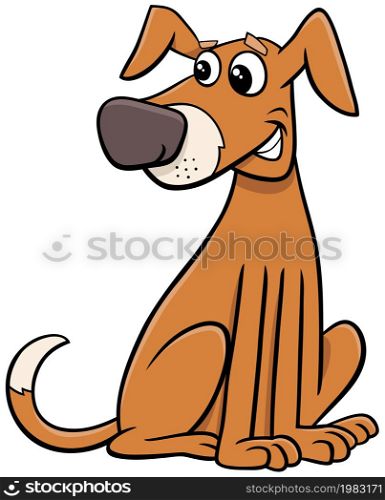 Cartoon illustration of happy yellow dog comic animal character