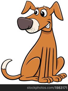Cartoon illustration of happy yellow dog comic animal character