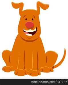 Cartoon Illustration of Happy Yellow Dog Domestic Animal Character