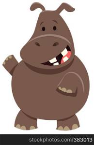 Cartoon Illustration of Hippo or Hippopotamus Funny Wild Animal Character