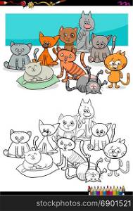 Cartoon Illustration of Kittens Animal Characters Group Coloring Book Activity