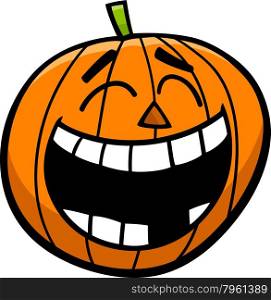 Cartoon Illustration of Laughing Jack Lantern Halloween Pumpkin