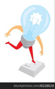 Cartoon illustration of light bulb idea pressing return key