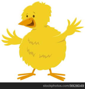 Cartoon illustration of little yellow chick farm bird animal character