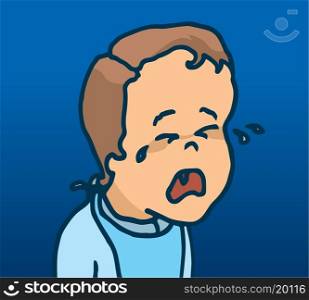 Cartoon illustration of male baby crying loudly