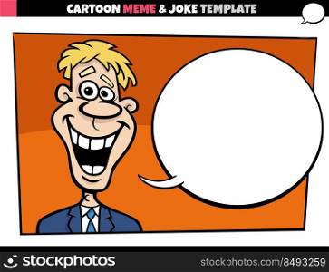 cartoon illustration of meme template with empty comic speech balloon and funny guy