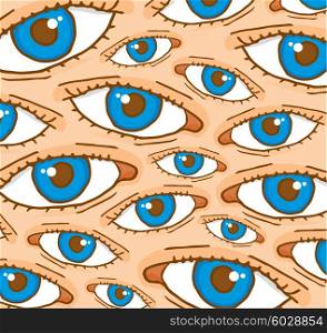 Cartoon illustration of multiple eye texture looking together