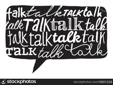Cartoon illustration of multiple handwritten talk word