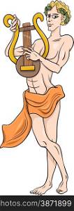 Cartoon Illustration of Mythological Greek God Apollo