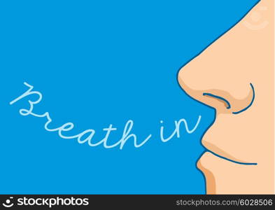 Cartoon illustration of nose breathing in a word