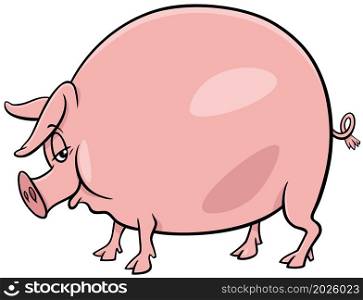 Cartoon illustration of pig comic farm animal character