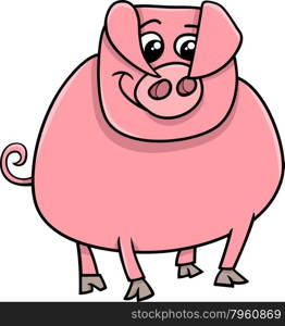 Cartoon Illustration of Pig Farm Animal Character