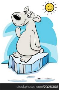Cartoon illustration of polar bear animal character in the arctic