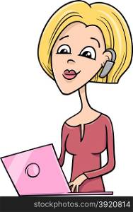 Cartoon Illustration of Pretty Girl with Notebook
