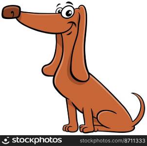 Cartoon illustration of purebred dachshund dog comic animal character