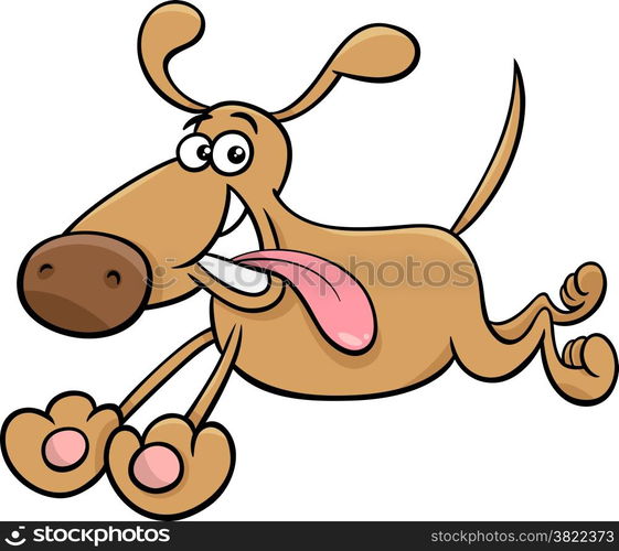 Cartoon Illustration of Running Dog Pet Character