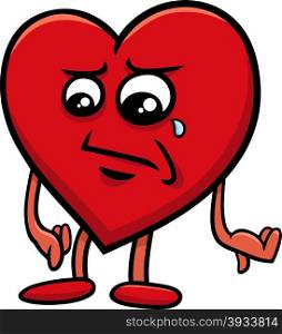 Cartoon Illustration of Sad Heart Character on Valentine Day