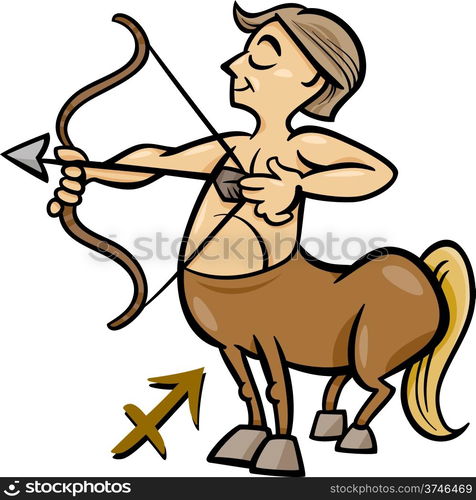 Cartoon Illustration of Sagittarius or The Archer or Centaur Horoscope Zodiac Sign