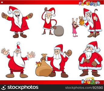 Cartoon Illustration of Santa Claus Christmas Characters Collection