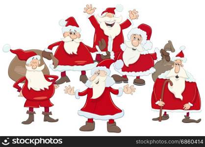 Cartoon Illustration of Santa Claus Christmas Characters Group