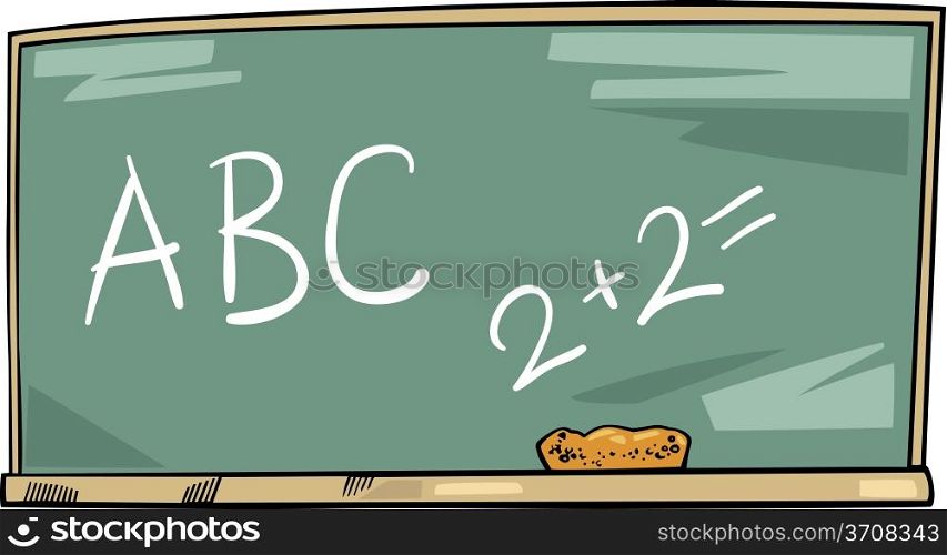 Cartoon Illustration of School Blackboard with Sponge Clip Art