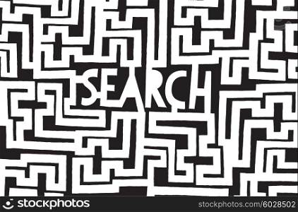 Cartoon illustration of search word as a complex concept