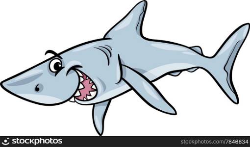 Cartoon Illustration of Shark Fish Sea Life Animal