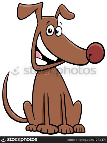 Cartoon Illustration of Sitting Brown Dog Comic Animal Character