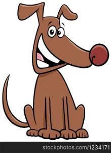 Cartoon Illustration of Sitting Brown Dog Comic Animal Character