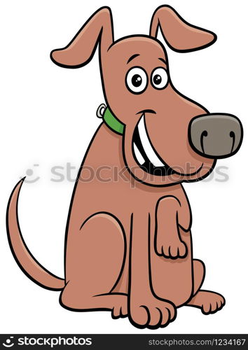 Cartoon Illustration of Sitting Dog Comic Animal Character