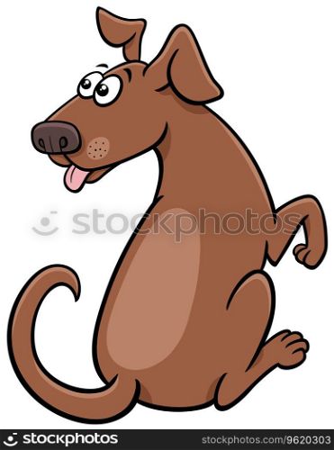 Cartoon illustration of surprised brown dog comic animal character