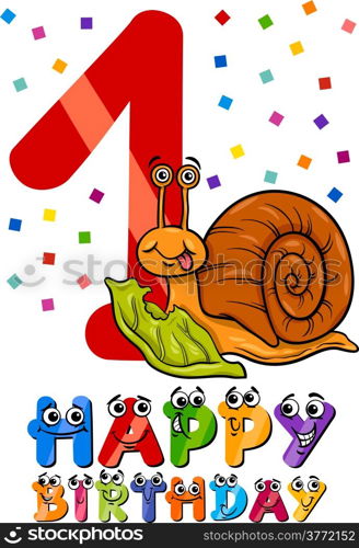 Cartoon Illustration of the First Birthday Anniversary Design for Children