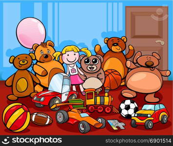Cartoon Illustration of Toys Objects Characters Group