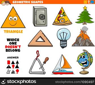 Cartoon Illustration of Triangle Geometric Shape Educational Task for Children