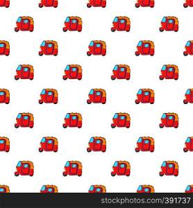 Cartoon illustration of tuk tuk taxi vector pattern for web. Tuk tuk taxi pattern, cartoon style